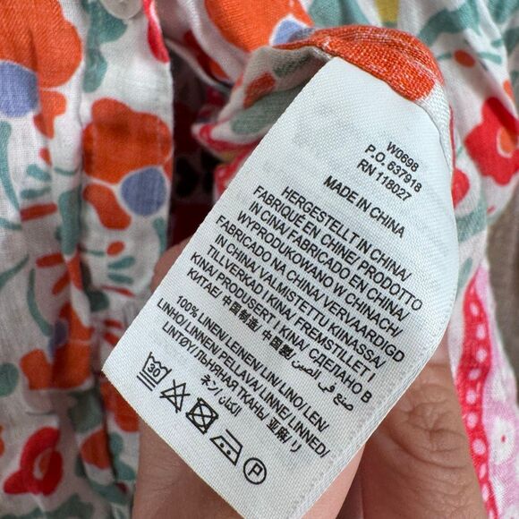 Boden Women's Colorful Linen Floral Button Down Size 14R (large) - Picture 4 of 11